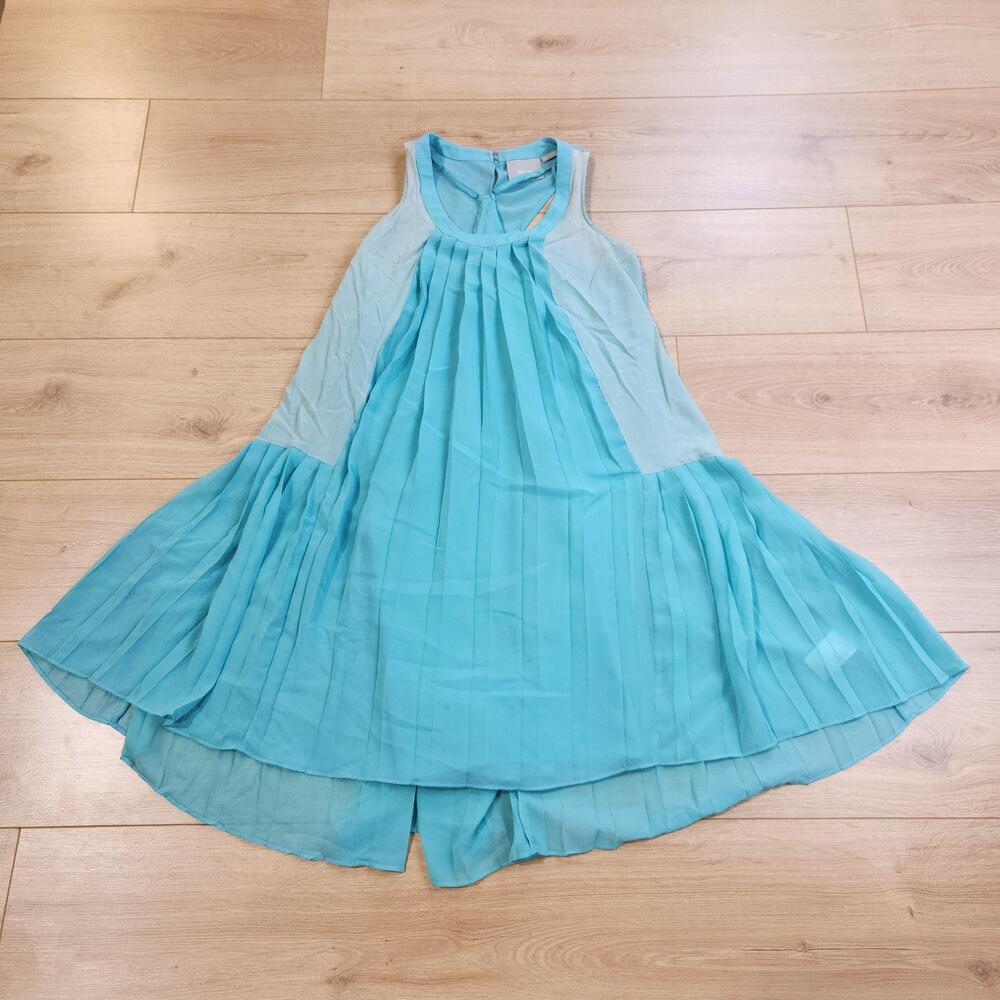 Maeve Dress Womens XS Blue Pleated Chiffon Swing Tank Lined Anthropologie